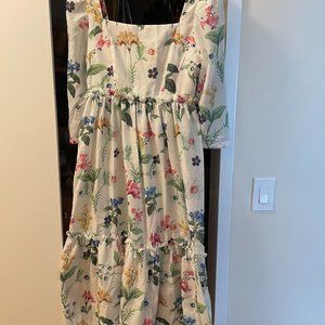 SHEIN Floral Square Neck Ruffle Hem Dress - sz M